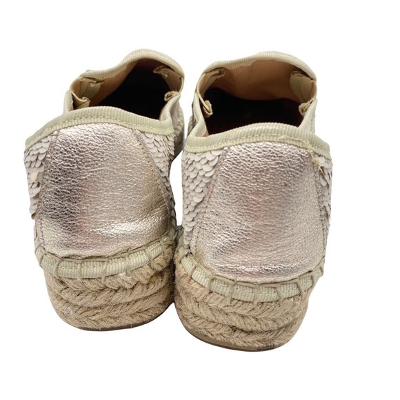 Clara Duran Reversible sequin espadrilles size 39 9 US Spain White gold leather - Picture 6 of 12